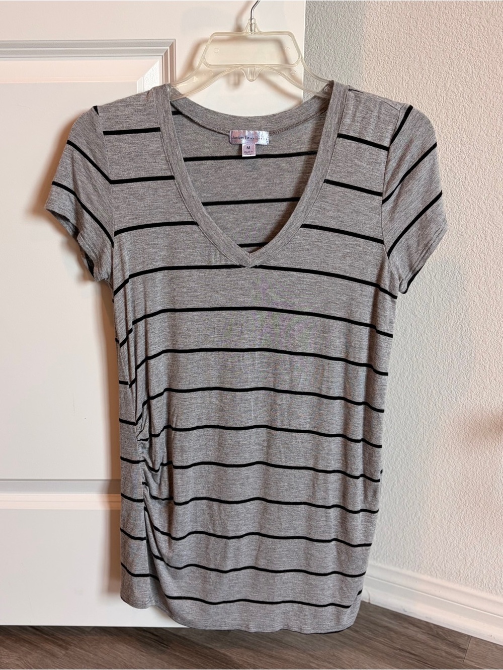 Juniper Ln Maternity gray striped top